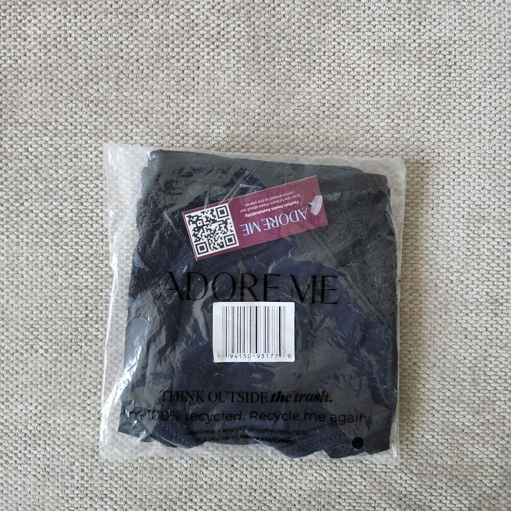 Adore Me Large Black Brazilian Lace Panty Bottom NWT
